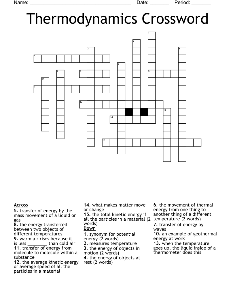 Thermodynamics Crossword 