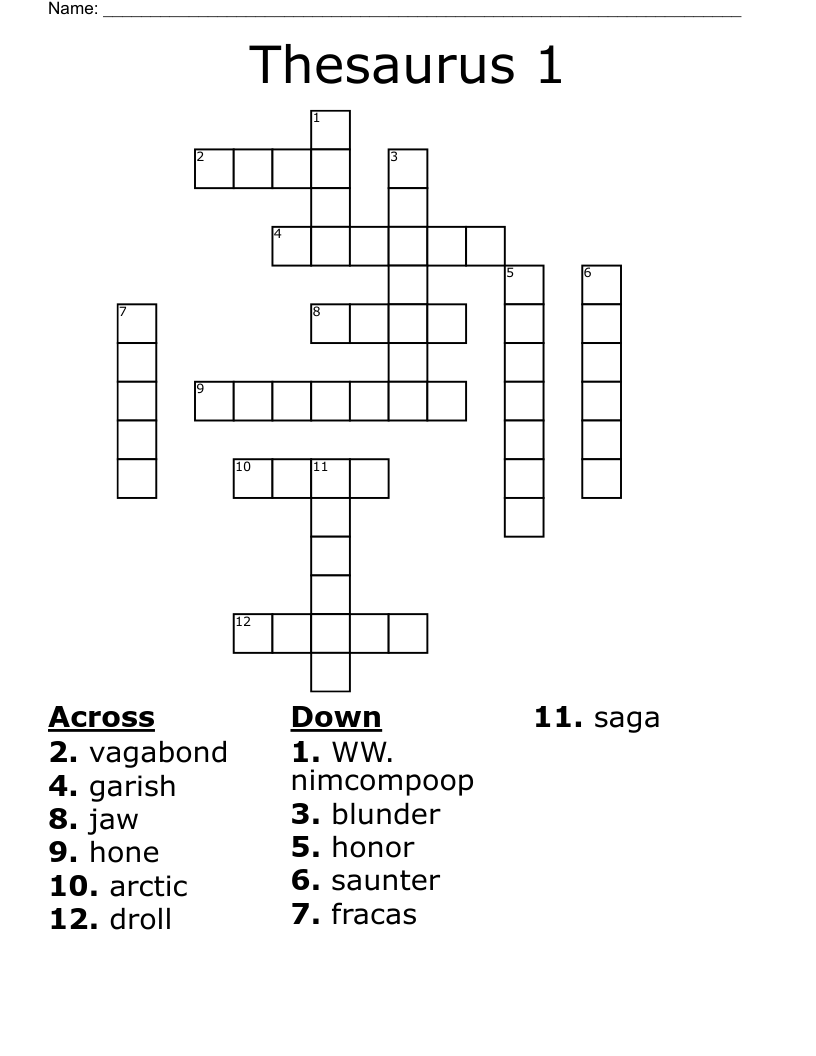 Thesaurus 1 Crossword