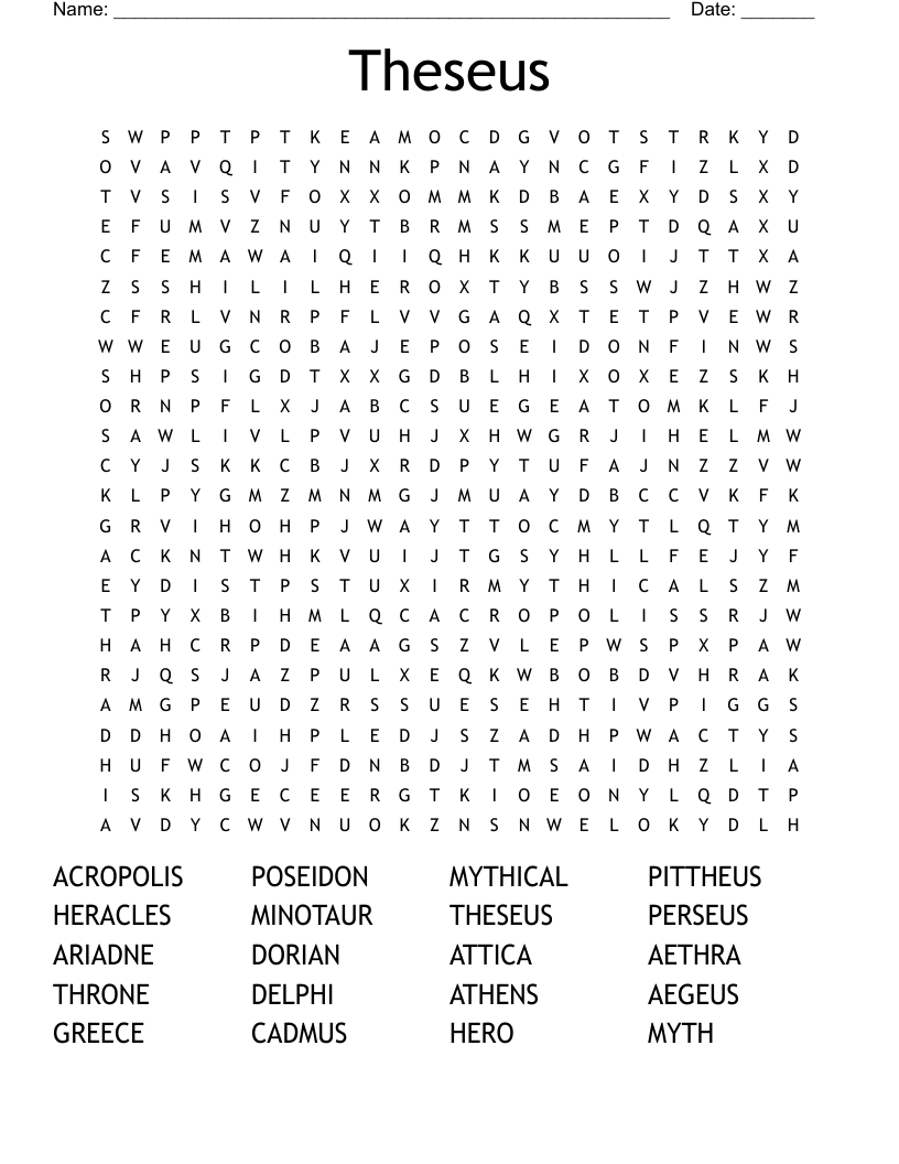 Theseus Word Search