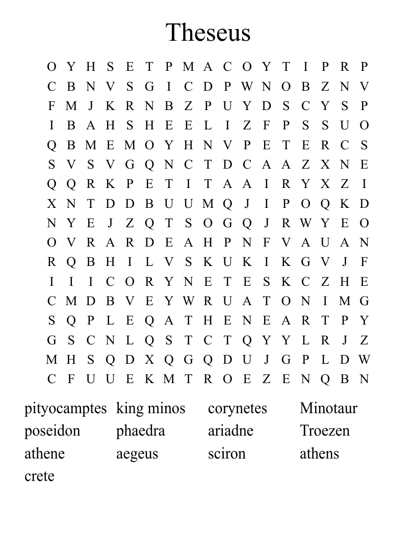Theseus Word Search