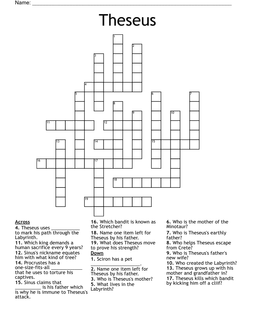 Theseus  Crossword