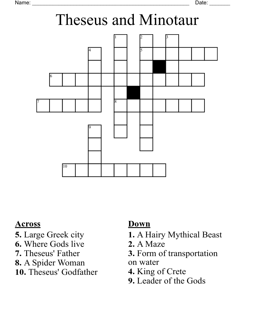 Theseus and Minotaur Crossword