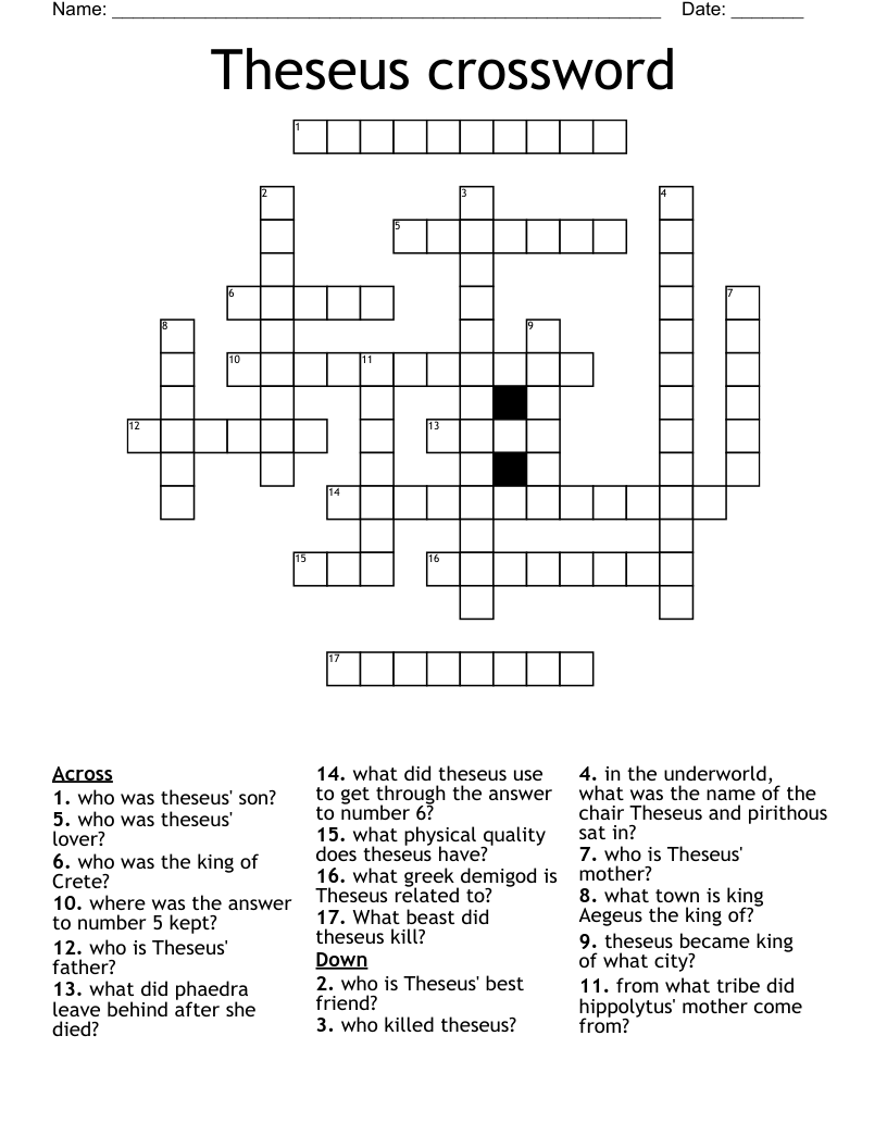 Theseus crossword