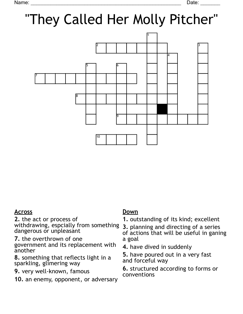 "They Called Her Molly Pitcher" Crossword