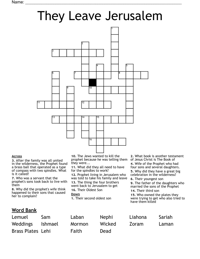 They Leave Jerusalem Crossword