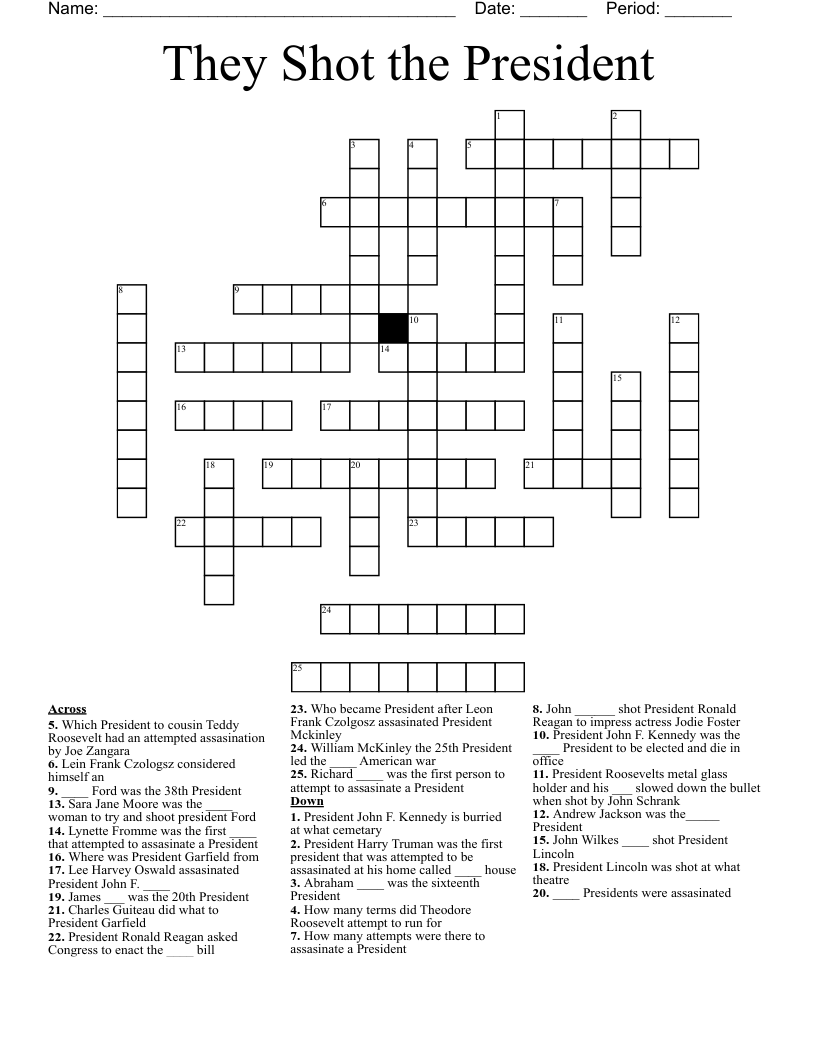 They Shot the President Crossword
