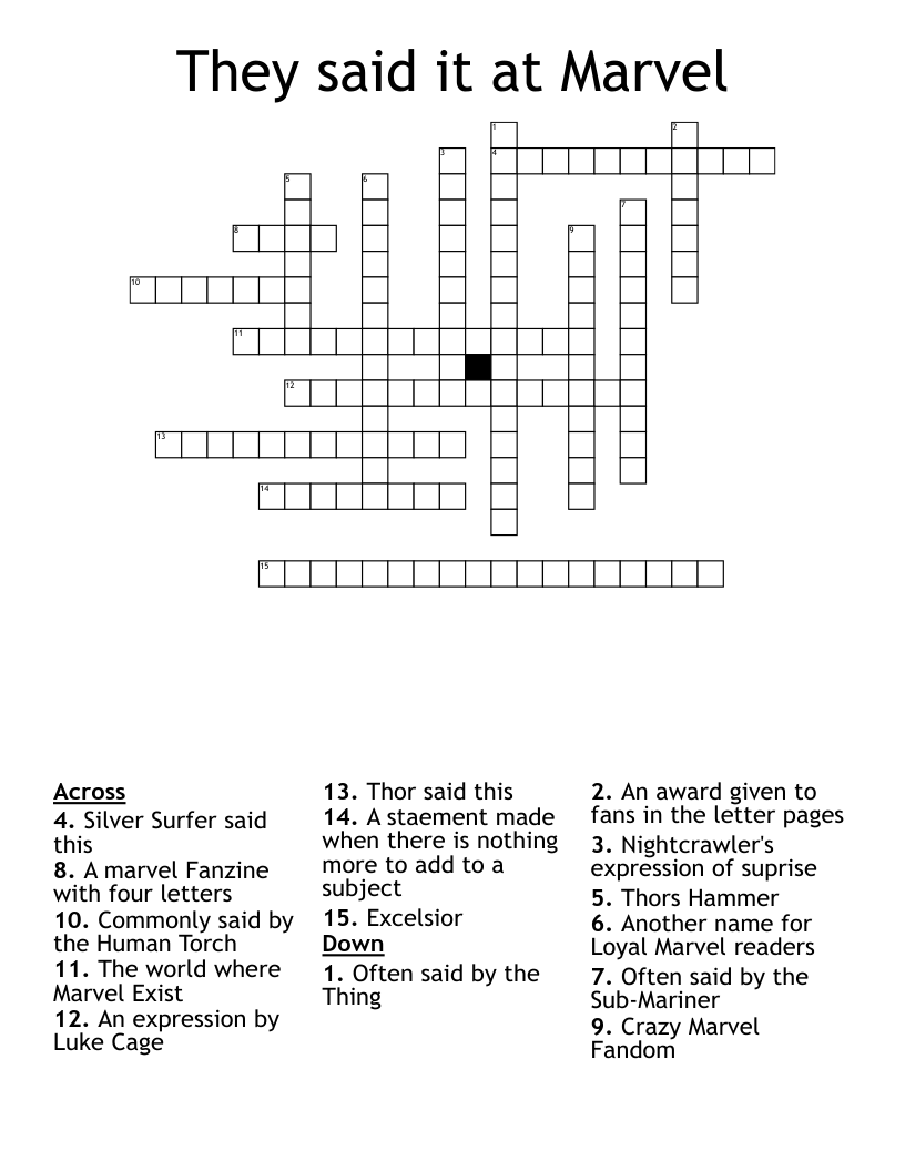 They said it at Marvel Crossword