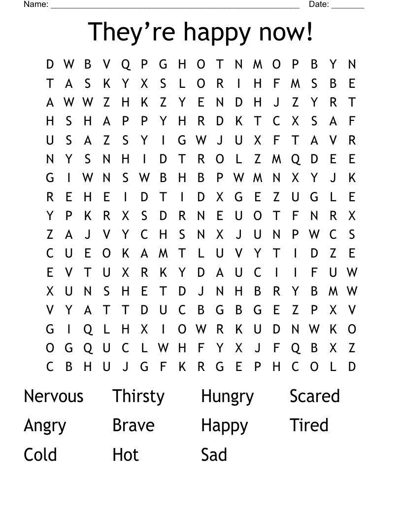 They’re happy now! Word Search