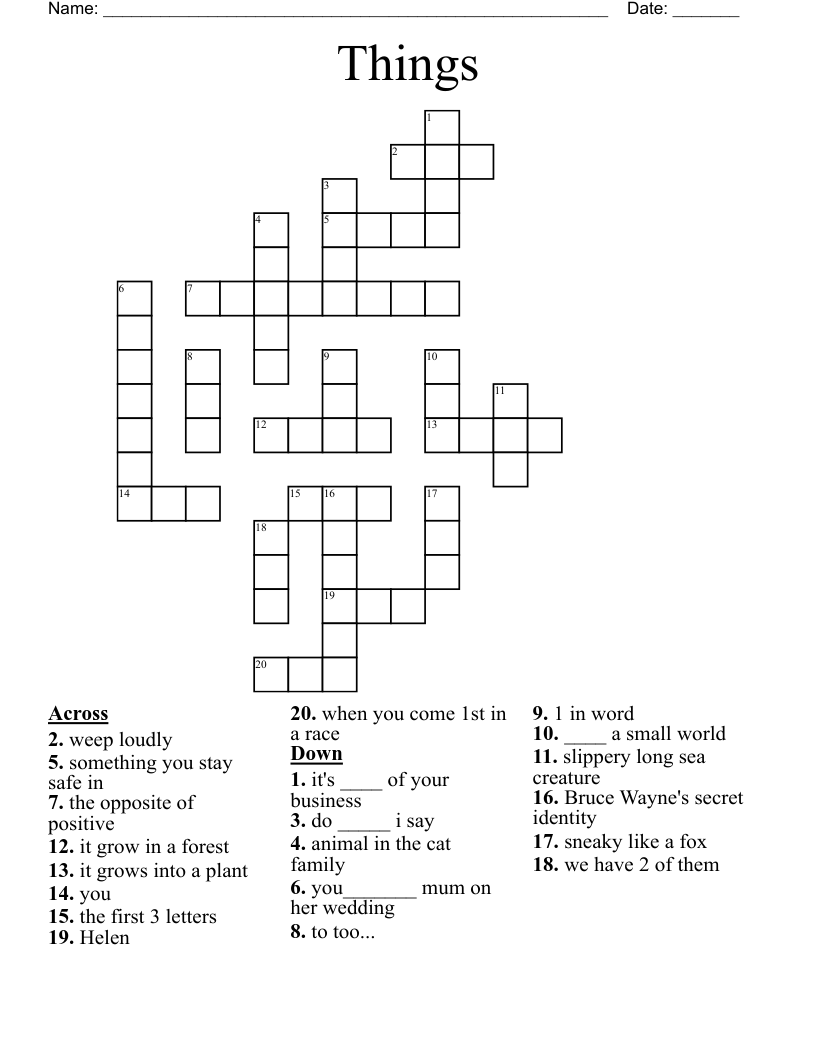 Things Crossword