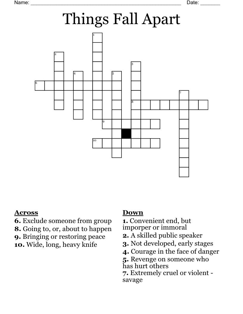 Things Fall Apart Crossword
