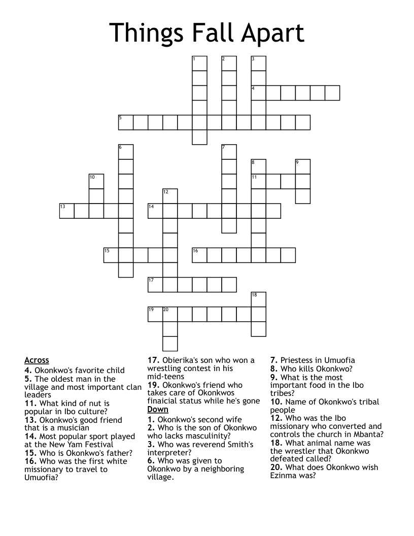 Things Fall Apart Crossword