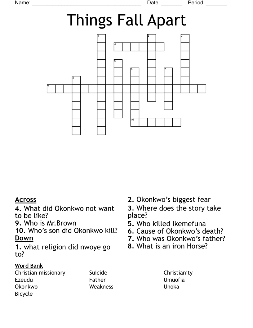 Things Fall Apart Crossword