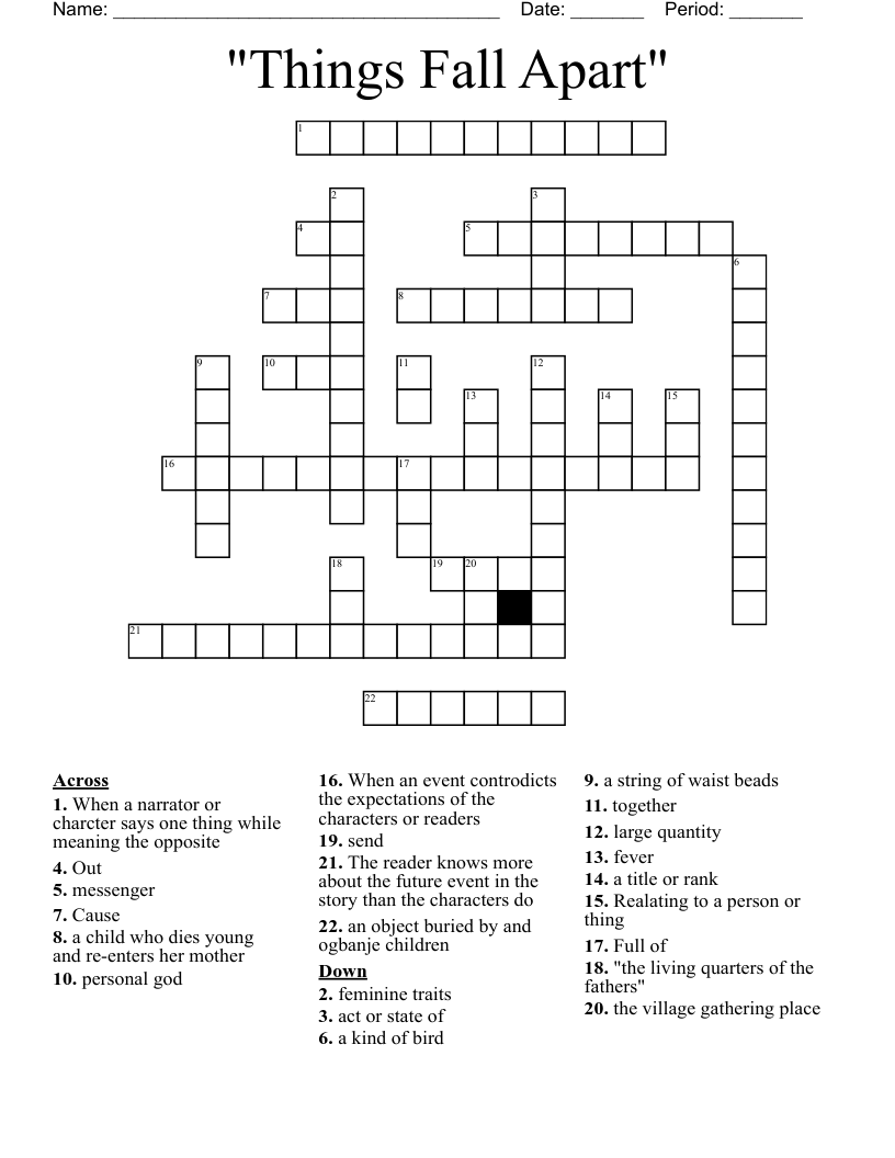 "Things Fall Apart" Crossword