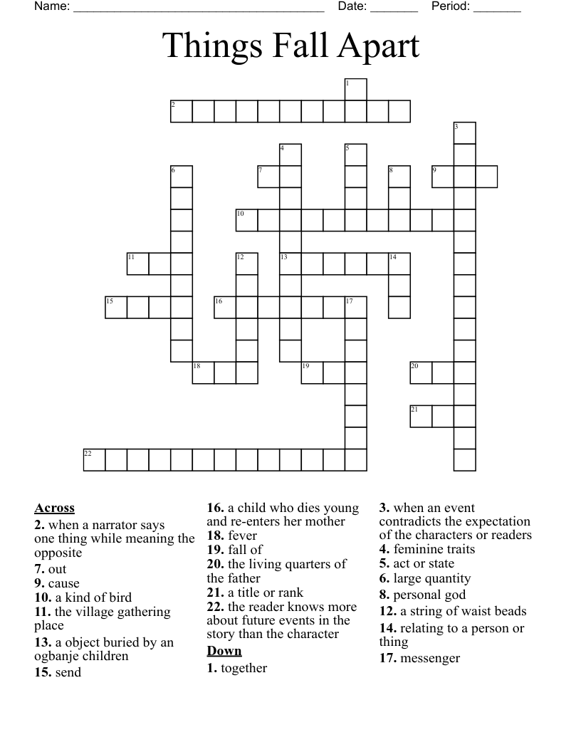 Things Fall Apart Crossword