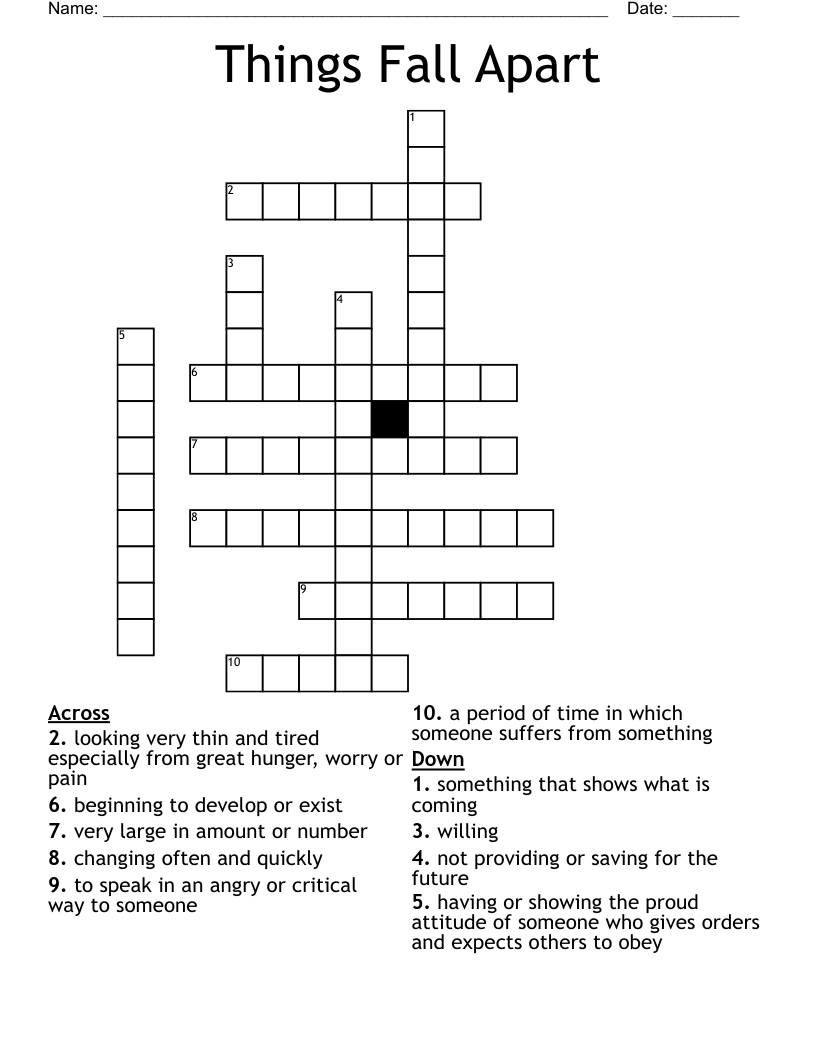 Things Fall Apart Crossword