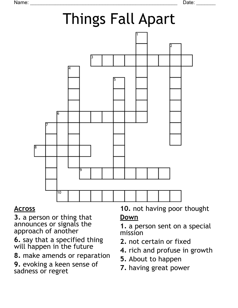 Things Fall Apart Crossword