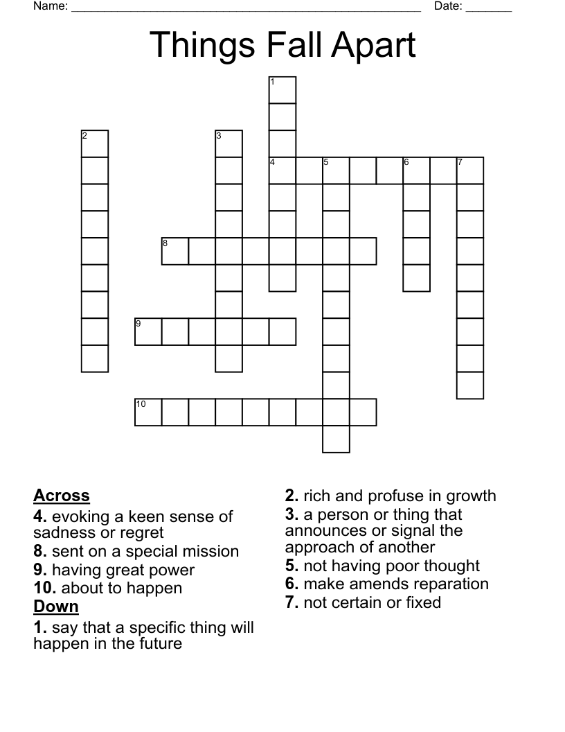 Things Fall Apart Crossword