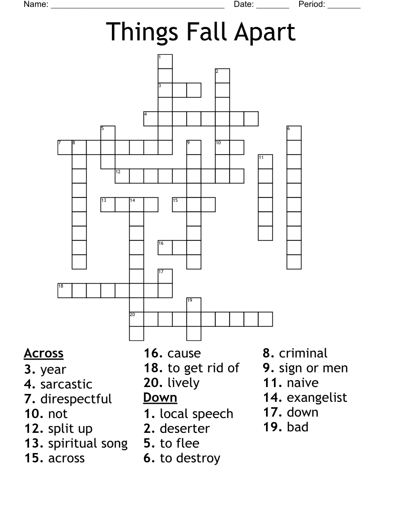 Things Fall Apart Crossword