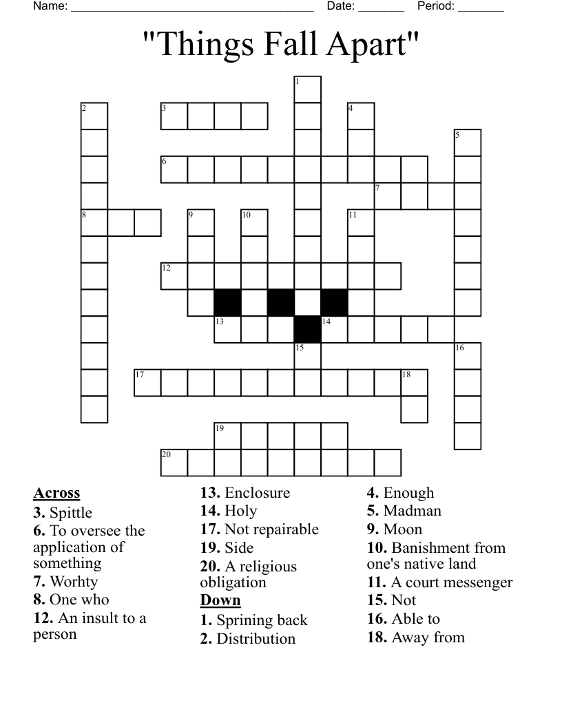 "Things Fall Apart" Crossword