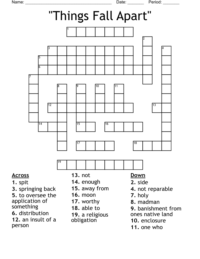 "Things Fall Apart" Crossword