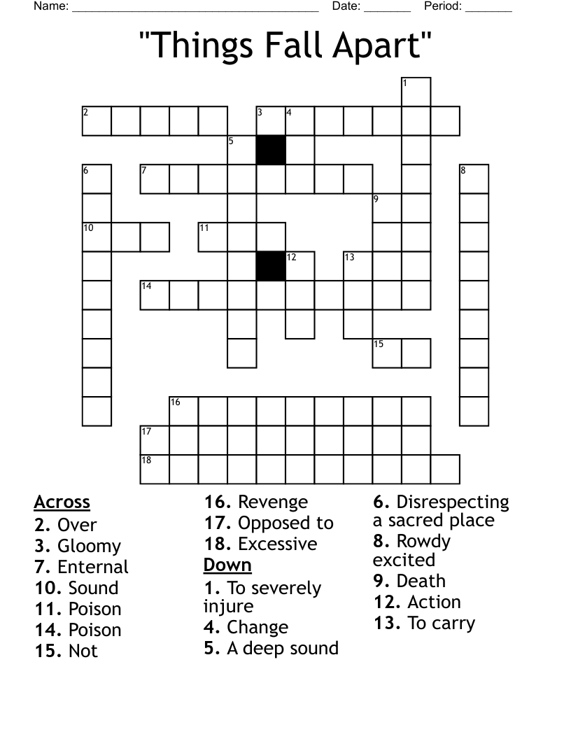 "Things Fall Apart" Crossword