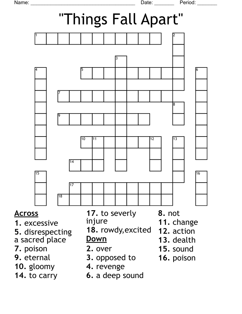 "Things Fall Apart" Crossword