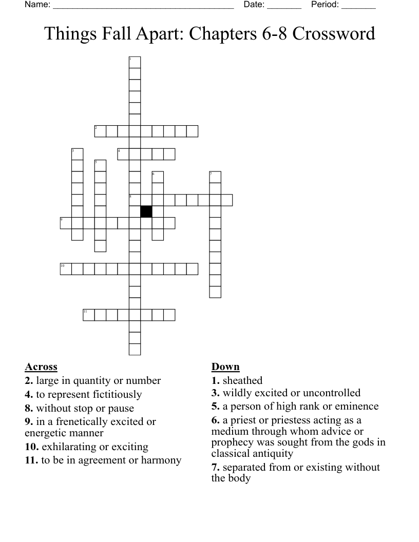 Things Fall Apart: Chapters 6-8 Crossword