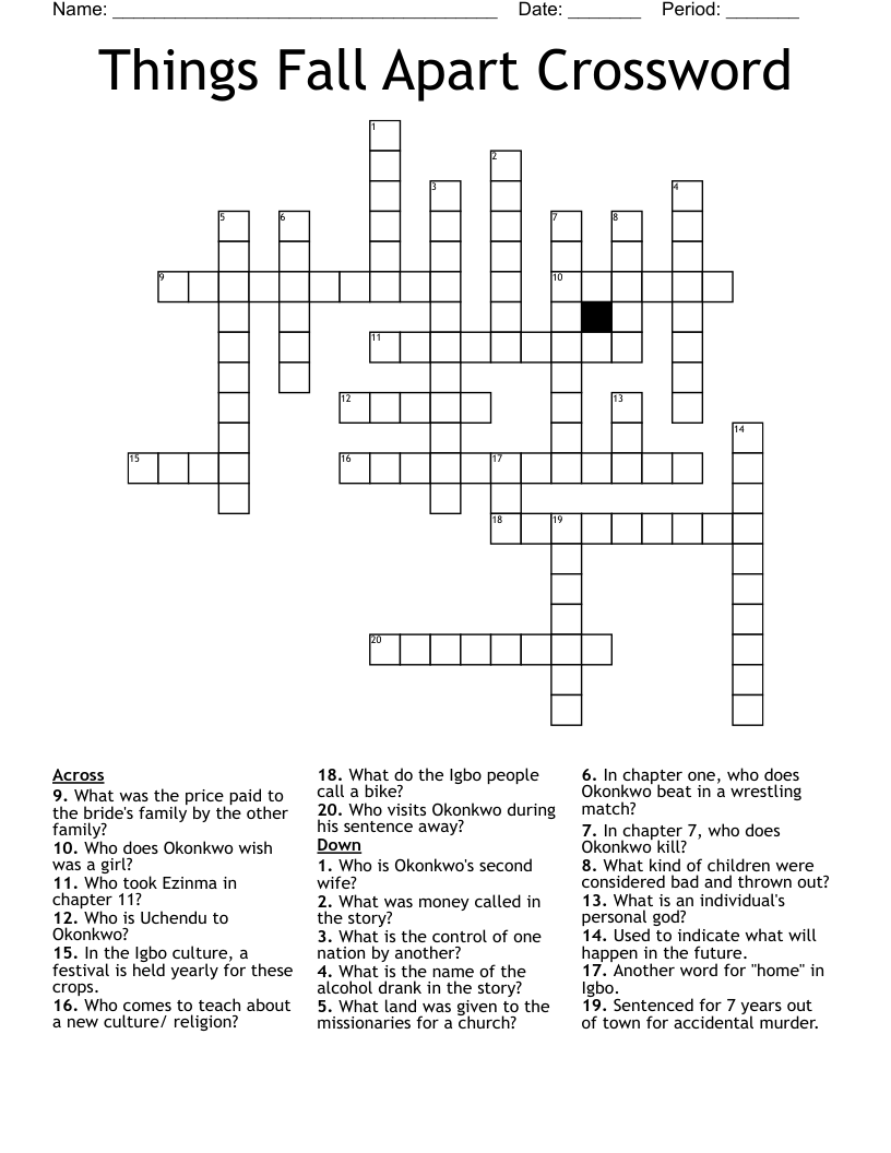 Things Fall Apart Crossword