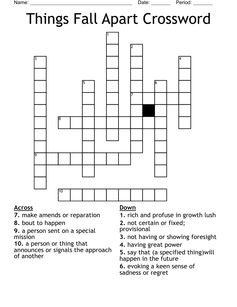 Things Fall Apart Crossword