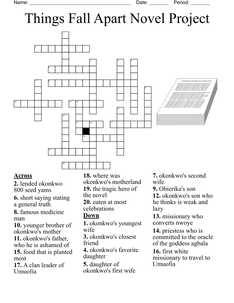 Things Fall Apart Novel Project Crossword