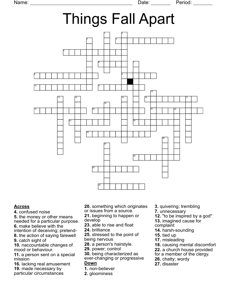 Things Fall Apart  Crossword