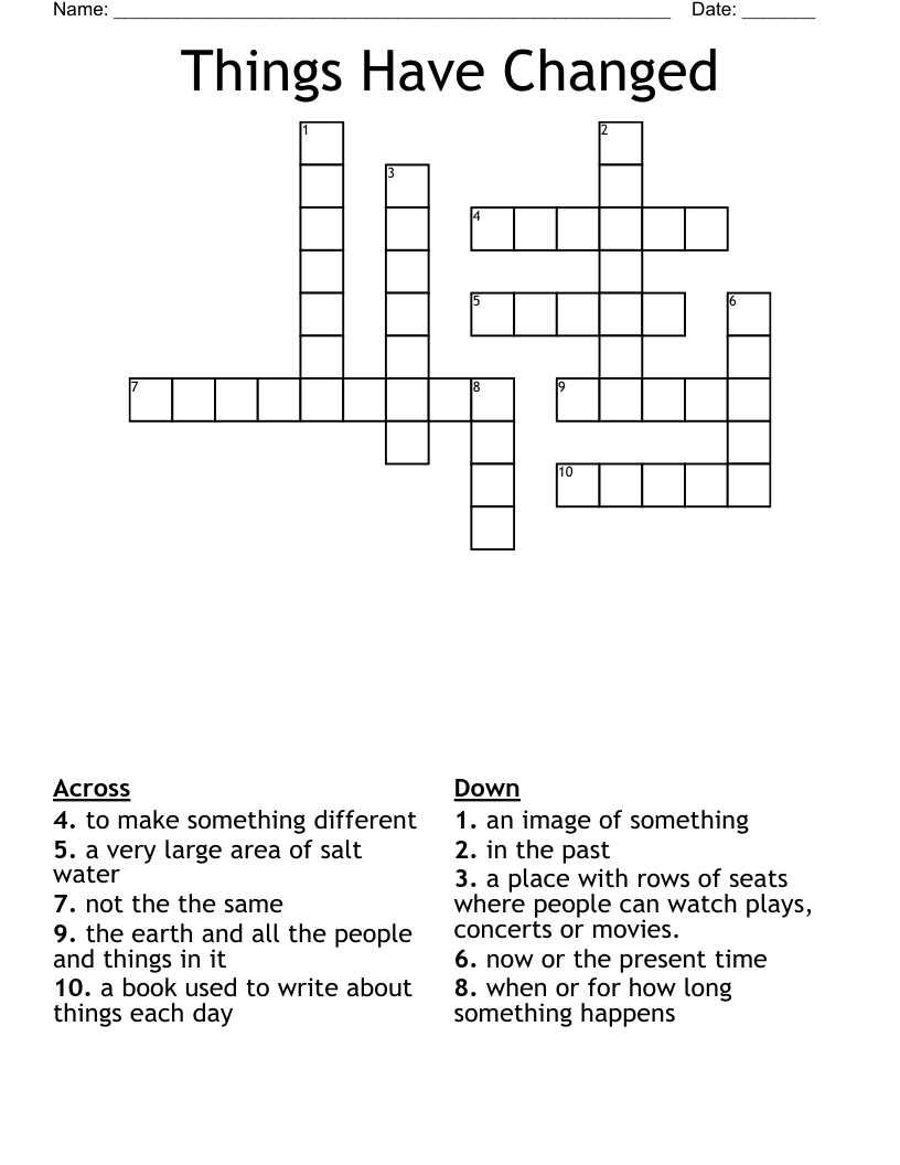 Things Have Changed Crossword