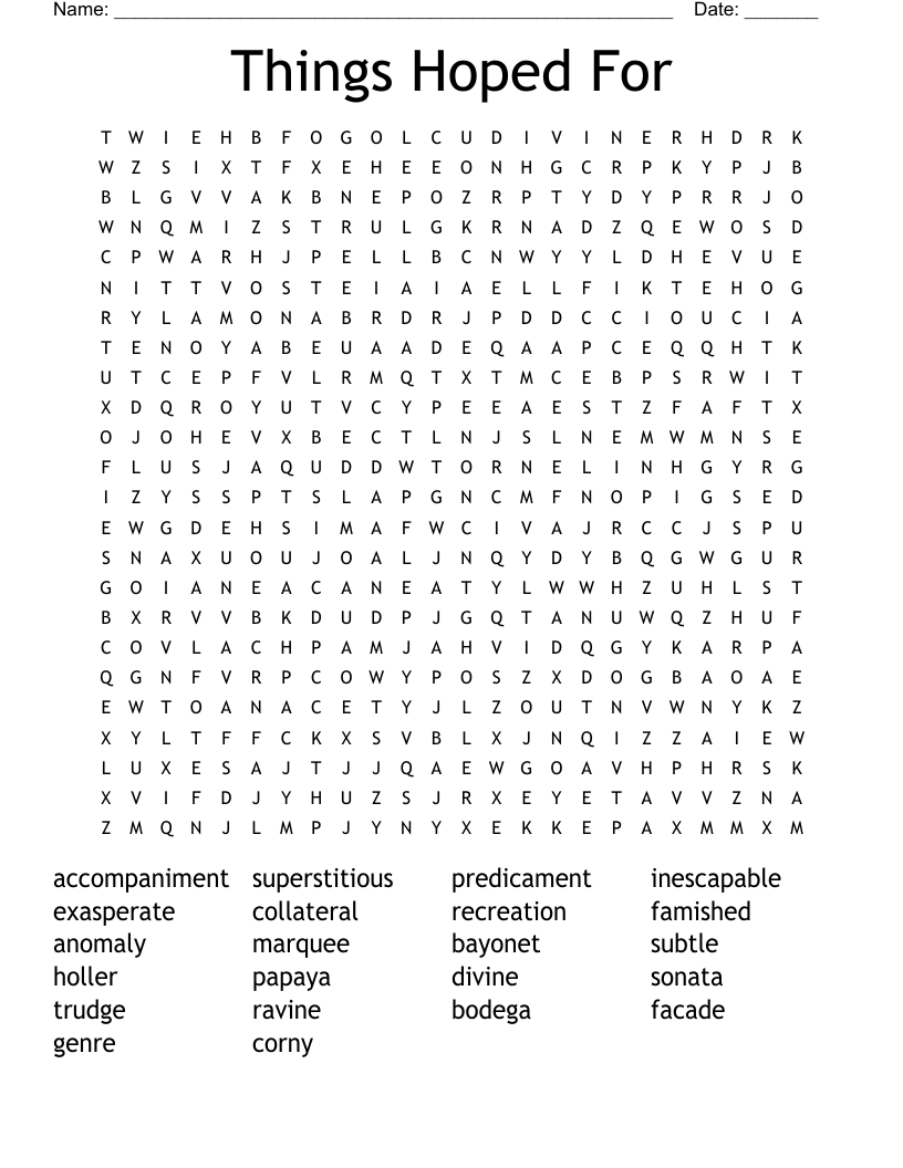 Things Hoped For Word Search