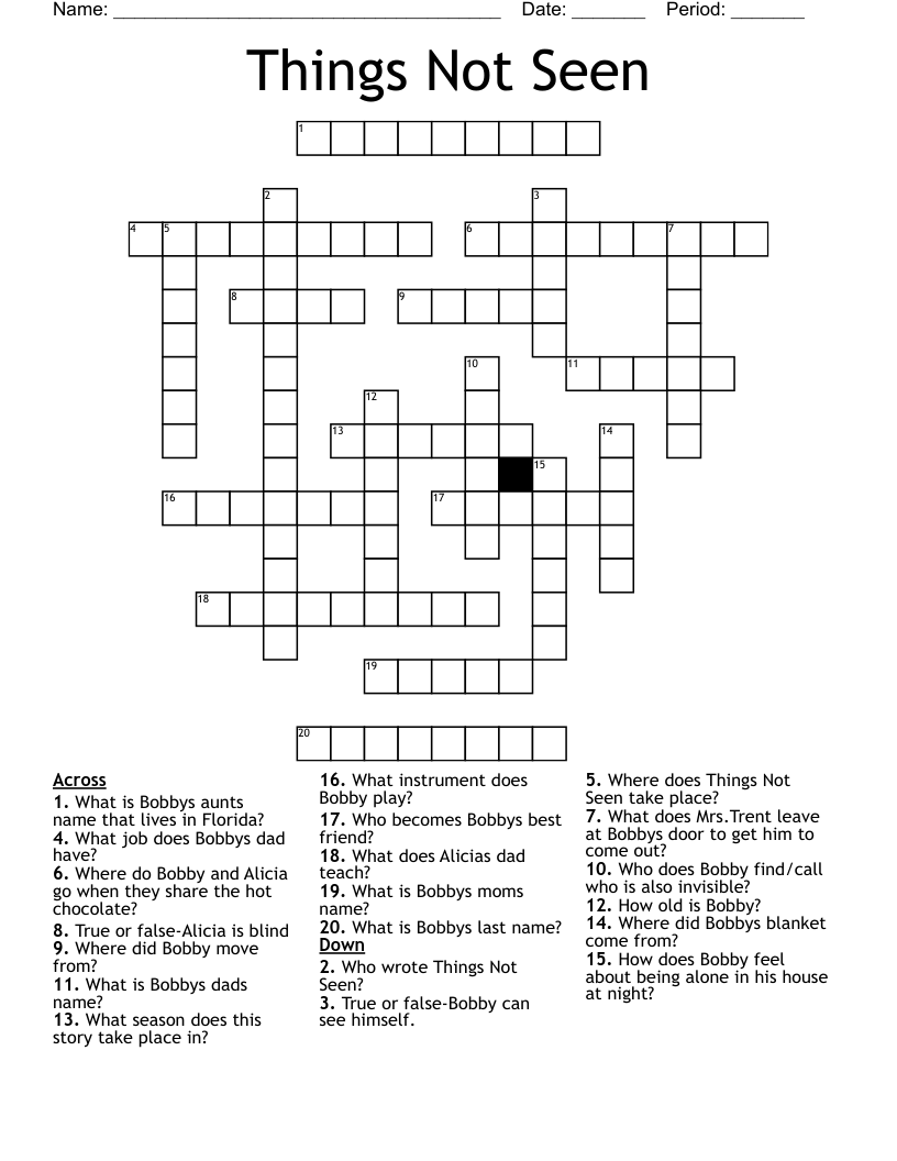 Things Not Seen Crossword