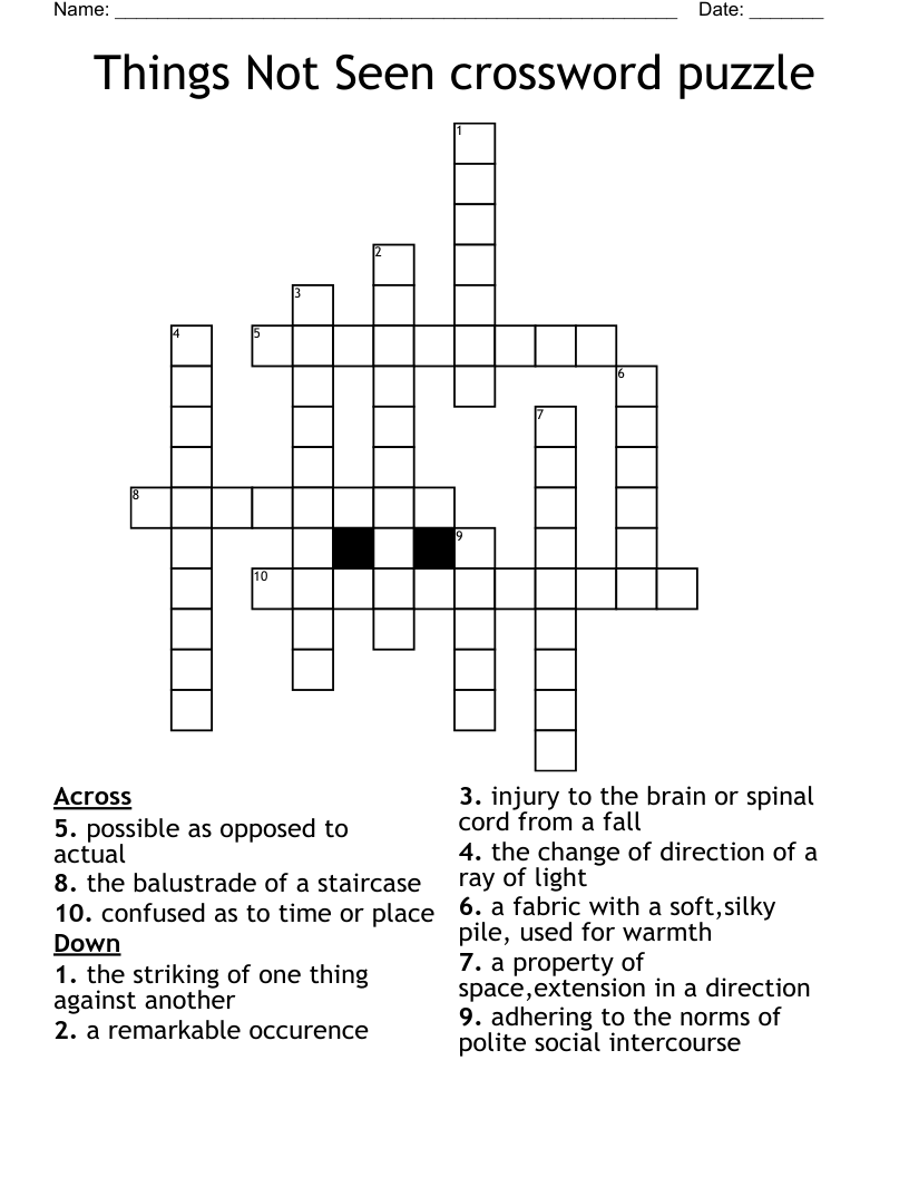 Things Not Seen crossword puzzle