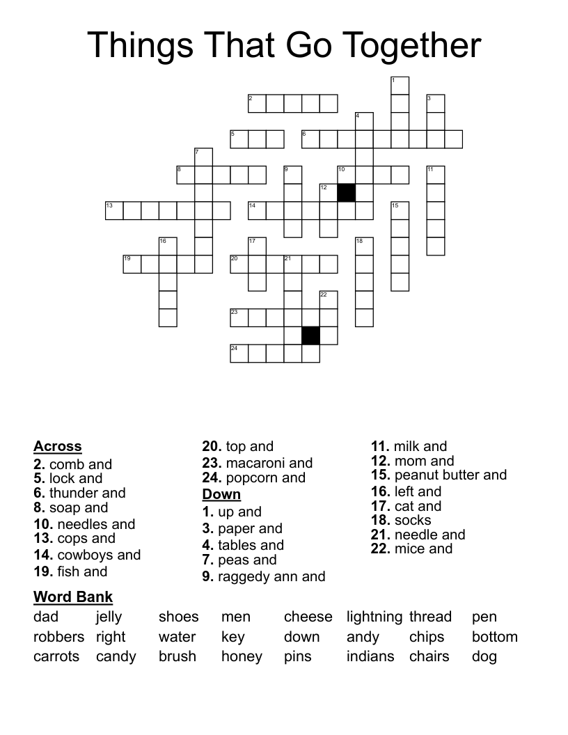 Things That Go Together Crossword