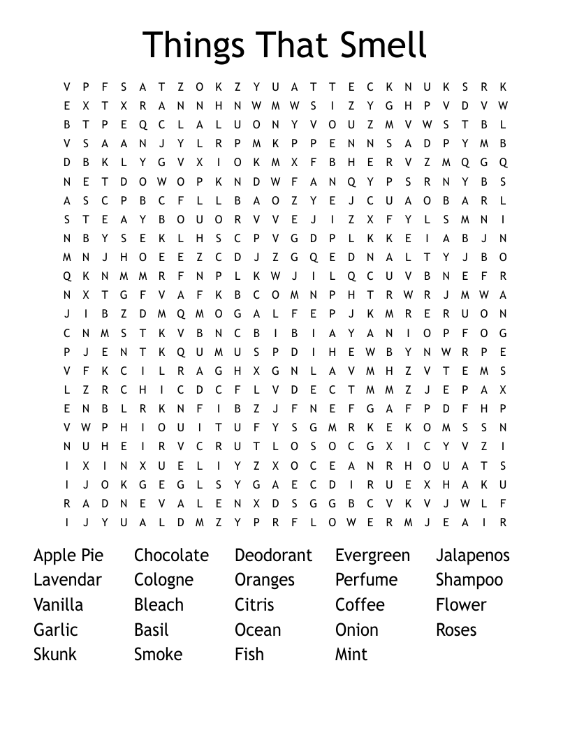 Things That Smell Word Search