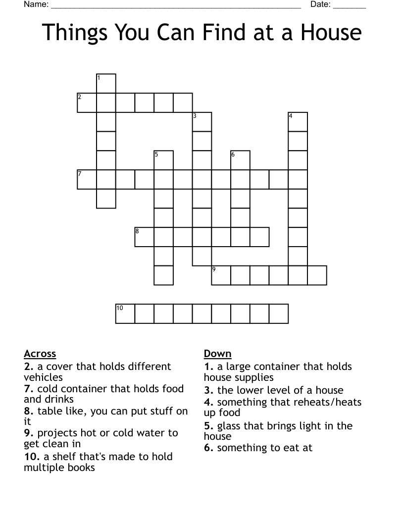 Things You Can Find at a House Crossword