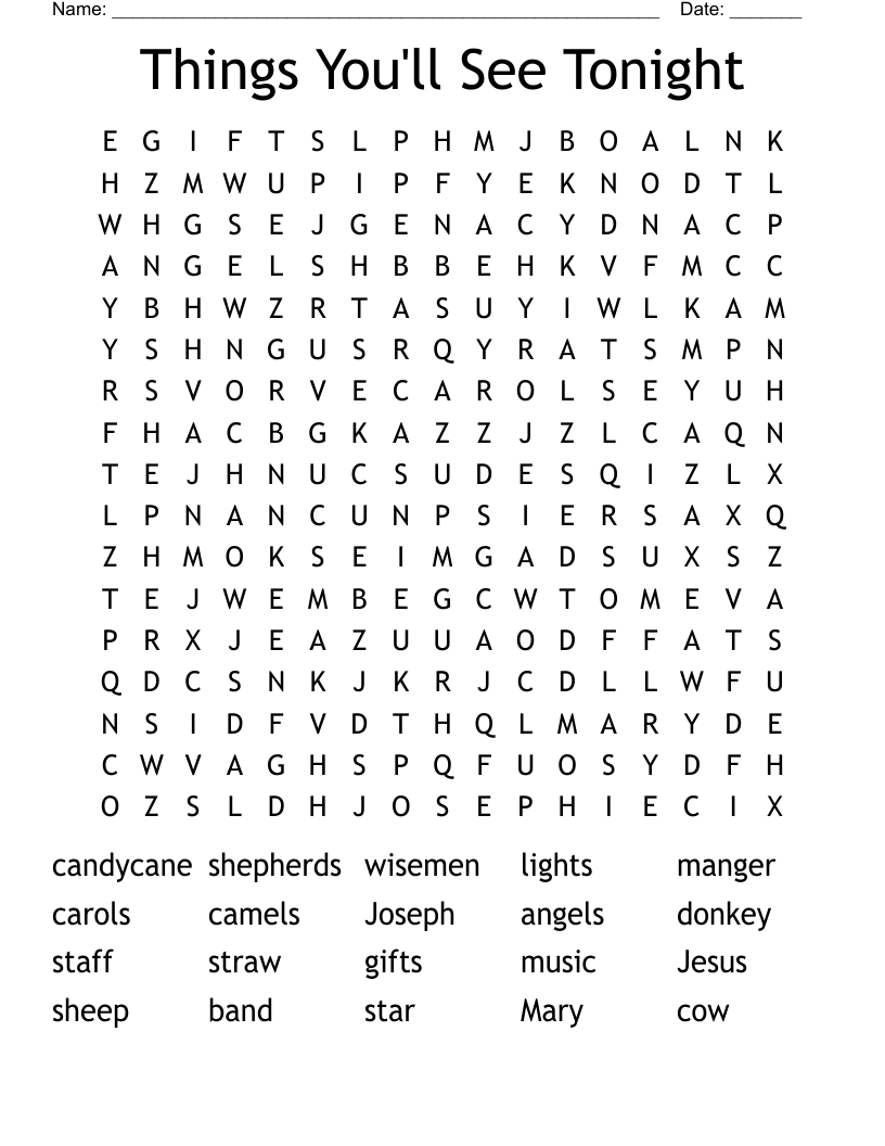 Things You'll See Tonight Word Search