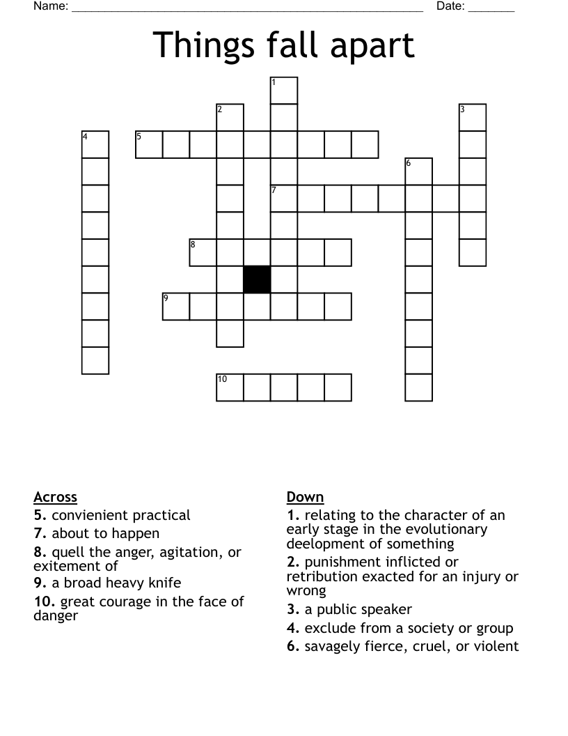 Things fall apart Crossword
