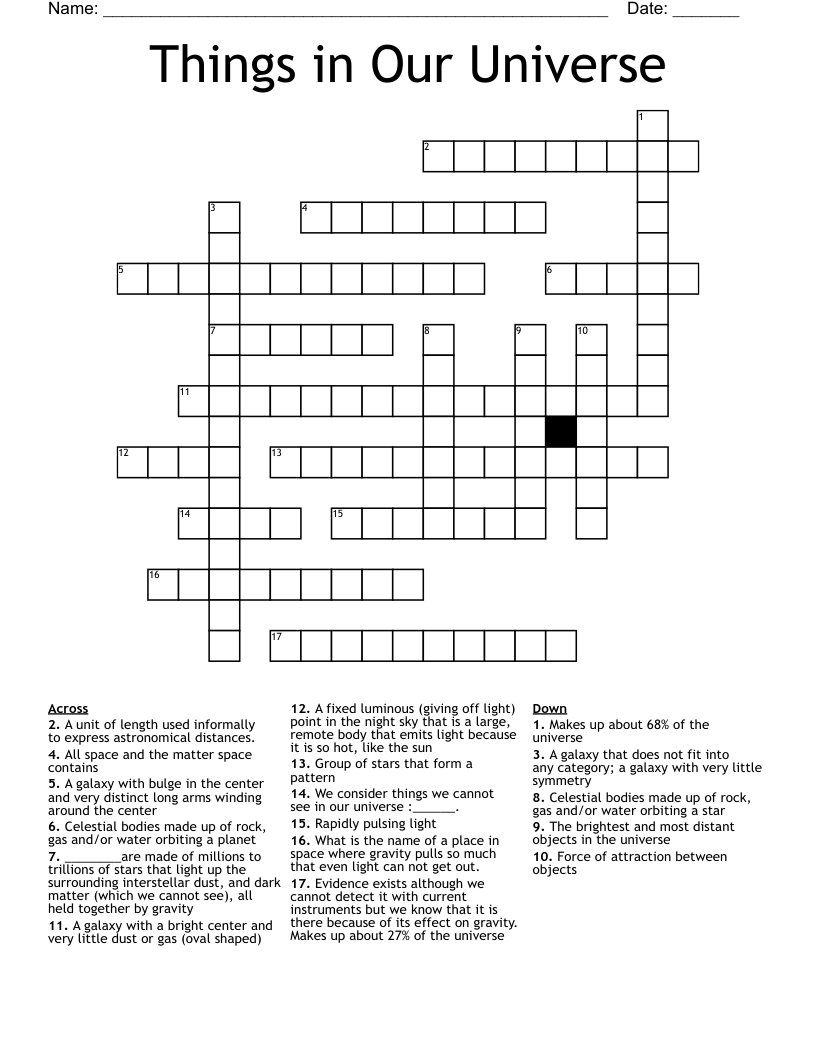 Things in Our Universe Crossword