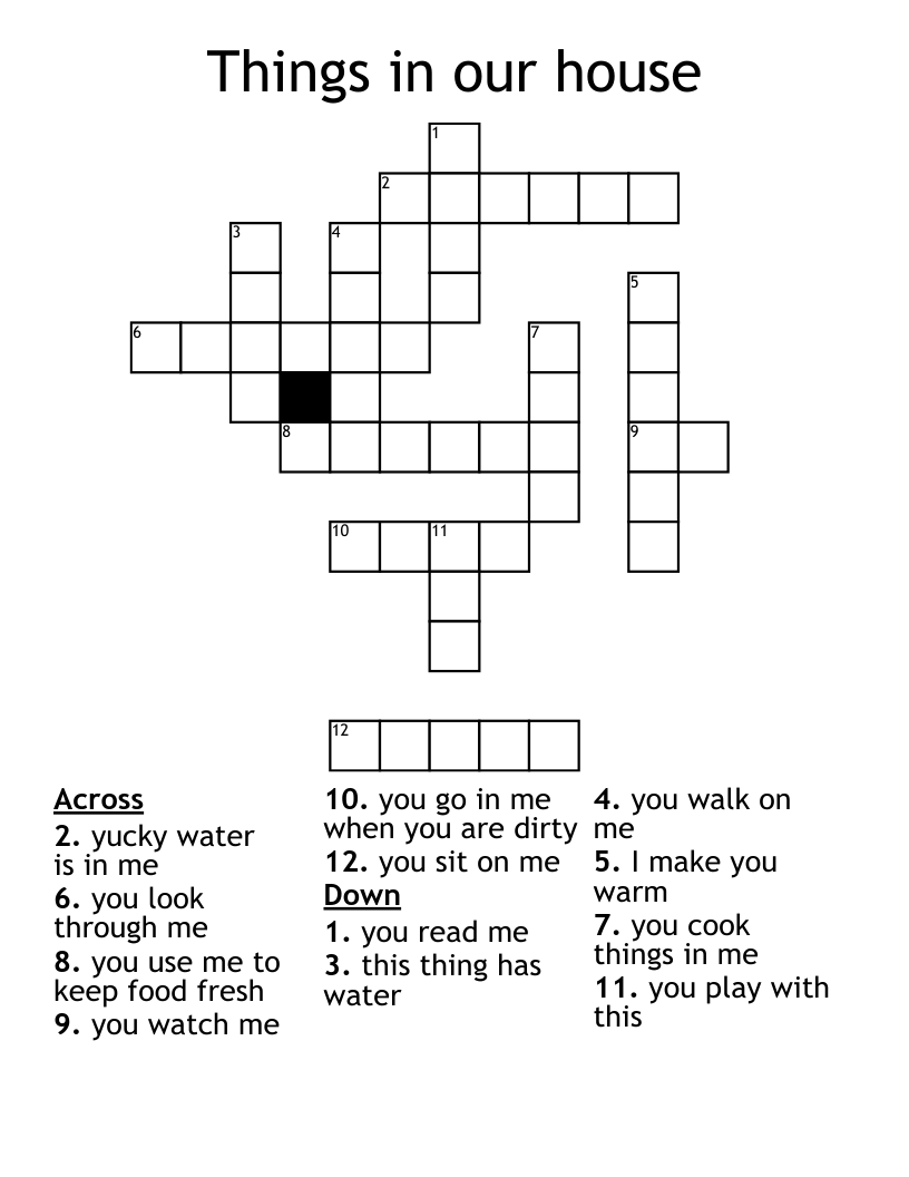 Things in our house Crossword