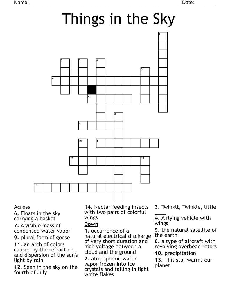Things in the Sky Crossword