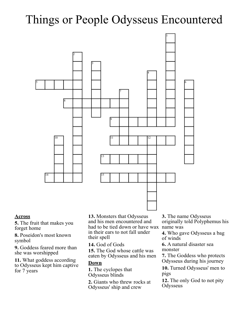 Things or People Odysseus Encountered Crossword