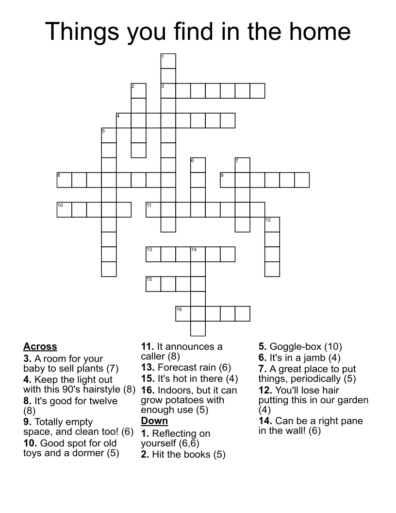 Things you find in the home Crossword