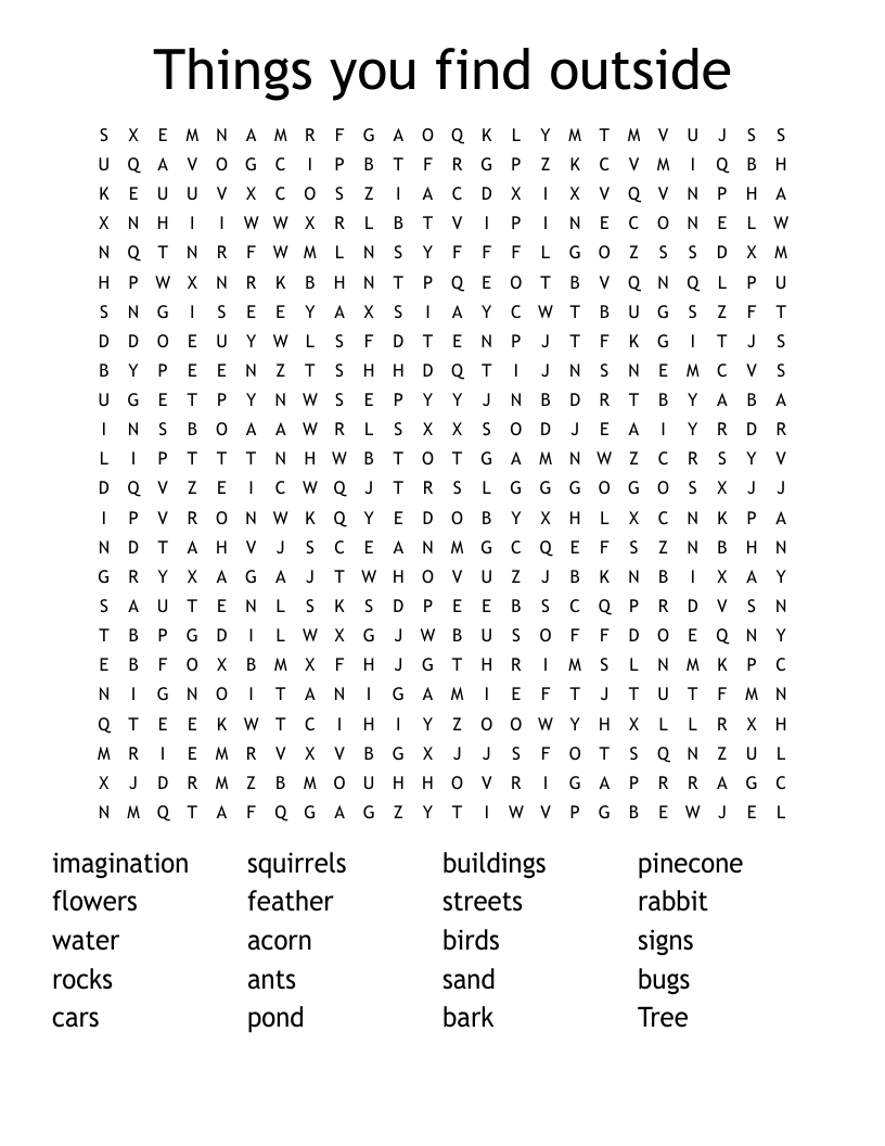 Things you find outside Word Search