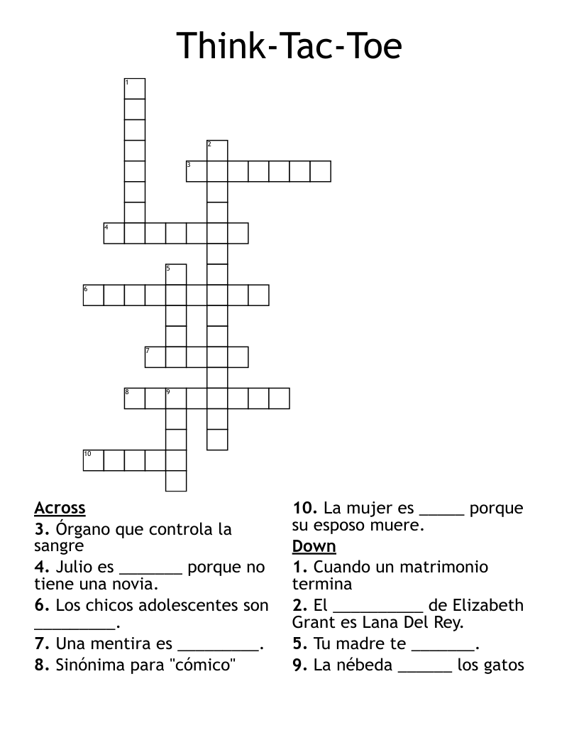 Think-Tac-Toe Crossword