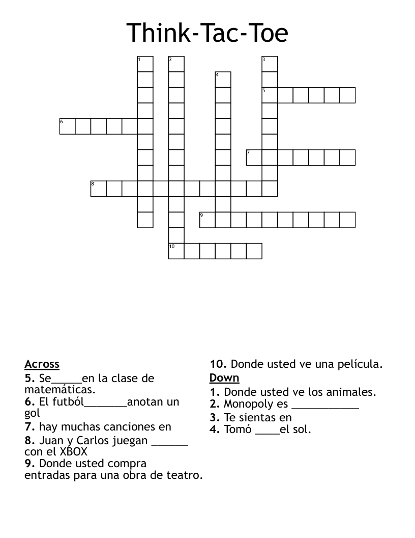 Think-Tac-Toe Crossword