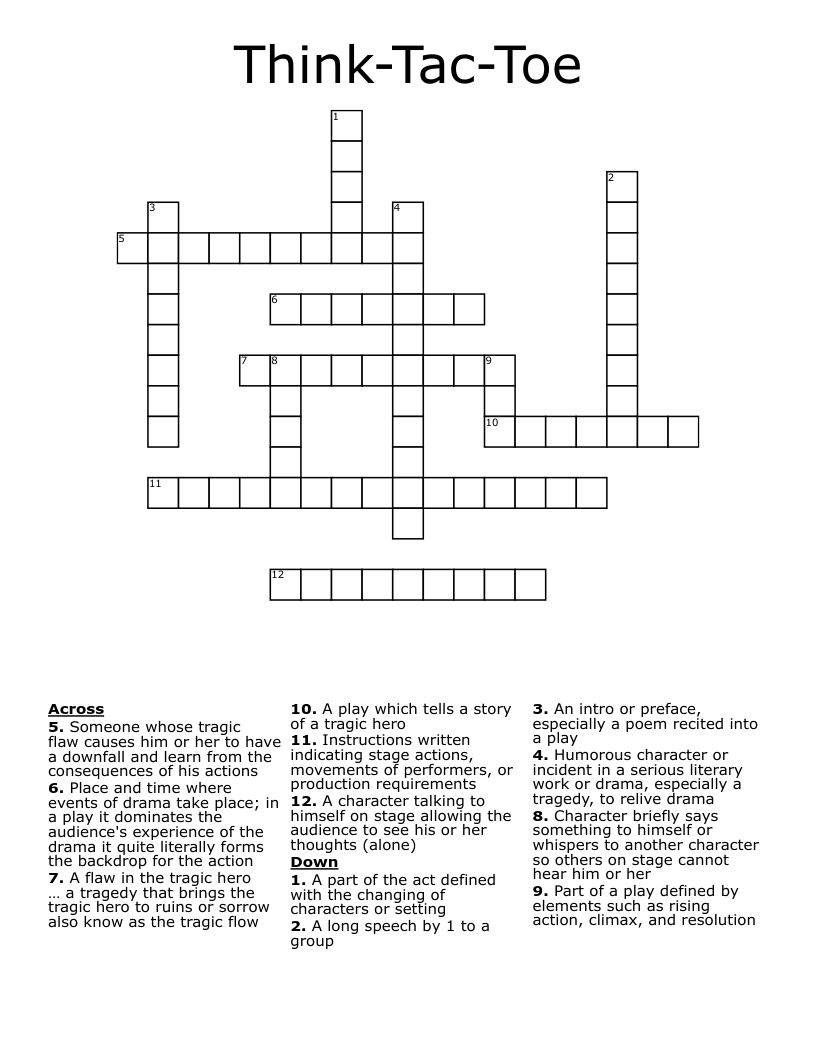 Think-Tac-Toe Crossword