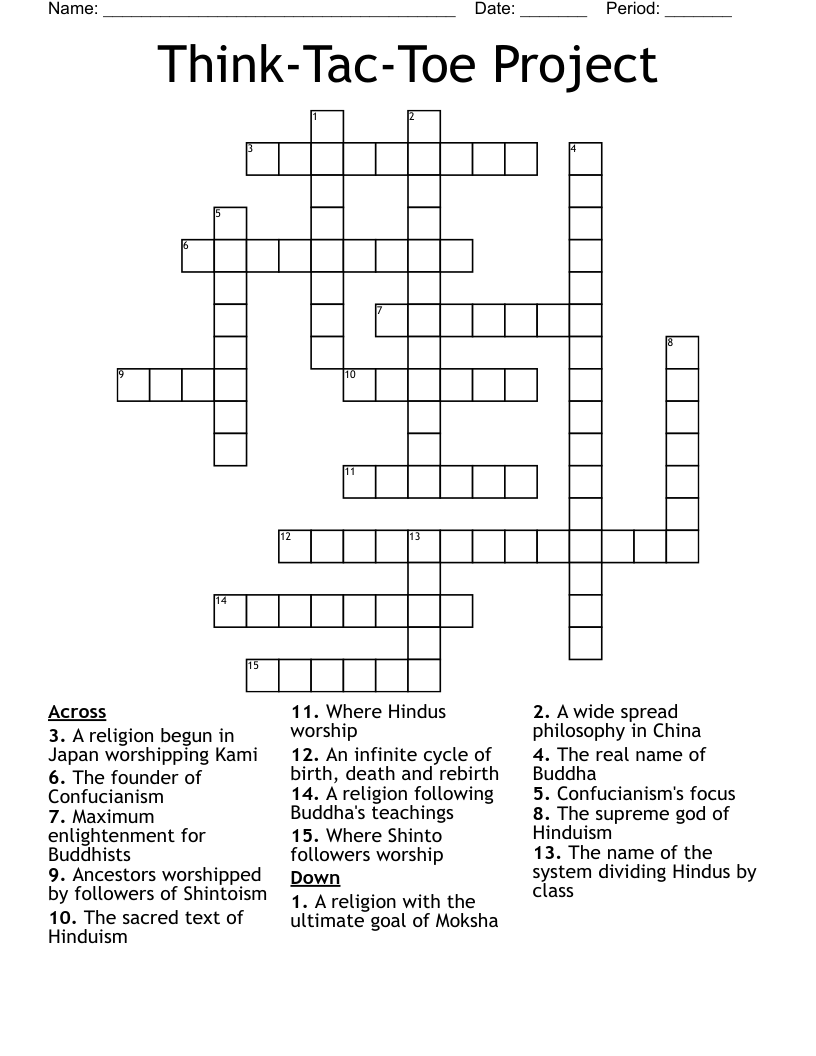 Think-Tac-Toe Project Crossword